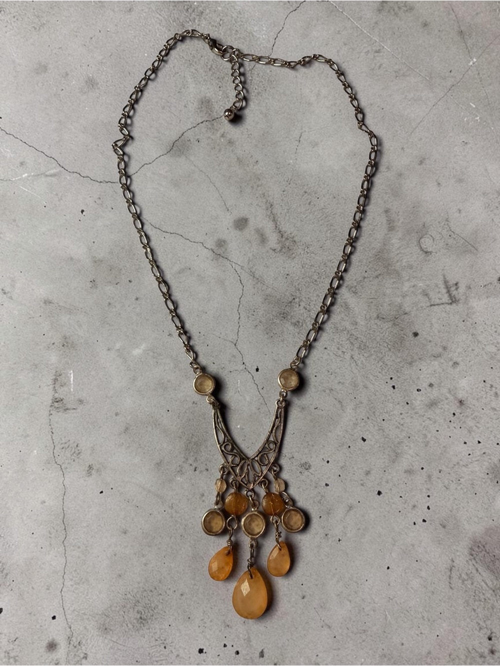 Boho Amber Teardrop Pendant Necklace - Women Jewelry